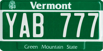 VT license plate YAB777