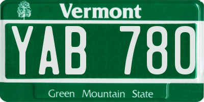 VT license plate YAB780