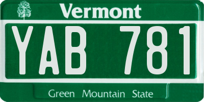 VT license plate YAB781