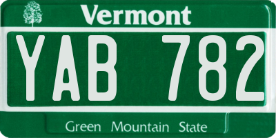 VT license plate YAB782
