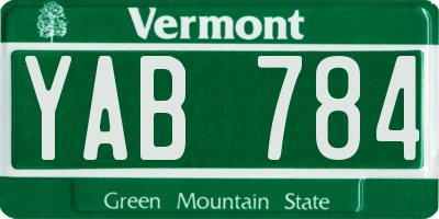 VT license plate YAB784