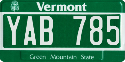 VT license plate YAB785