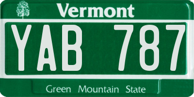 VT license plate YAB787