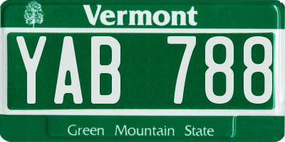 VT license plate YAB788