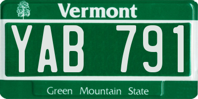 VT license plate YAB791
