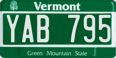 VT license plate YAB795