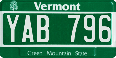VT license plate YAB796