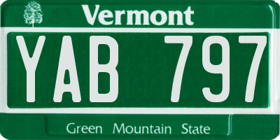 VT license plate YAB797