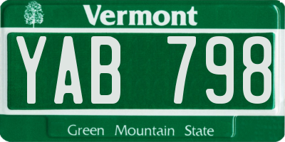 VT license plate YAB798