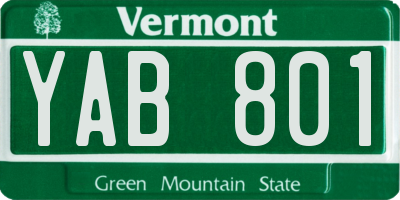 VT license plate YAB801
