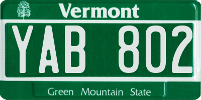 VT license plate YAB802