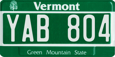 VT license plate YAB804
