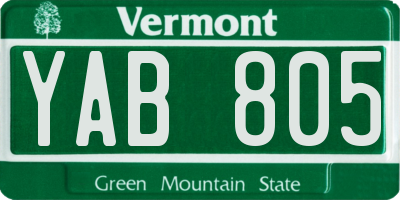 VT license plate YAB805