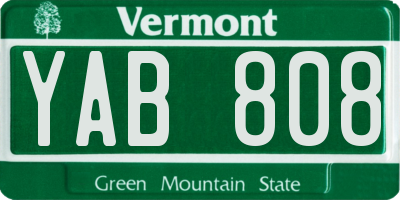 VT license plate YAB808