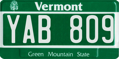 VT license plate YAB809