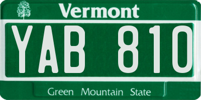 VT license plate YAB810
