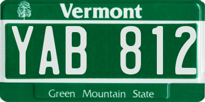 VT license plate YAB812
