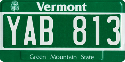 VT license plate YAB813