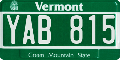 VT license plate YAB815