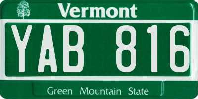 VT license plate YAB816