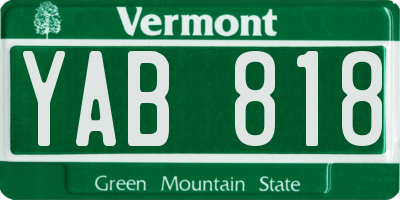 VT license plate YAB818