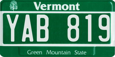 VT license plate YAB819