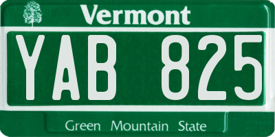 VT license plate YAB825