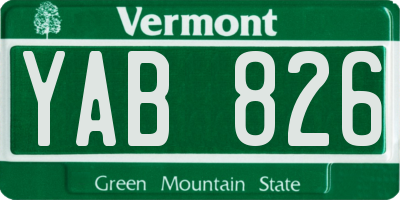 VT license plate YAB826