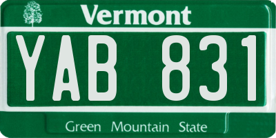 VT license plate YAB831