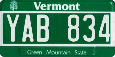 VT license plate YAB834
