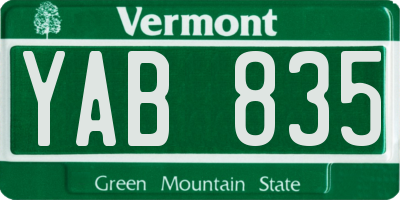 VT license plate YAB835