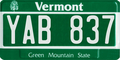 VT license plate YAB837