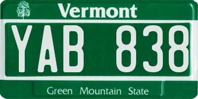 VT license plate YAB838