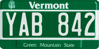 VT license plate YAB842