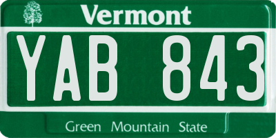 VT license plate YAB843