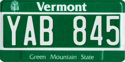 VT license plate YAB845
