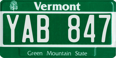 VT license plate YAB847