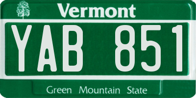 VT license plate YAB851