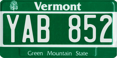 VT license plate YAB852