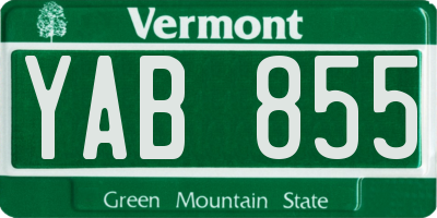 VT license plate YAB855