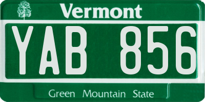 VT license plate YAB856