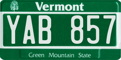 VT license plate YAB857