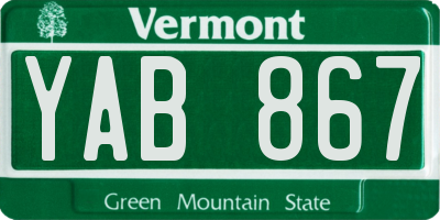 VT license plate YAB867