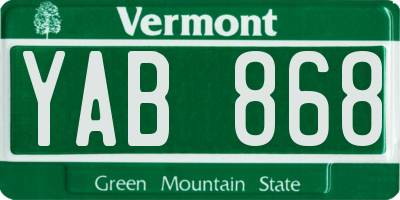 VT license plate YAB868