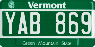 VT license plate YAB869