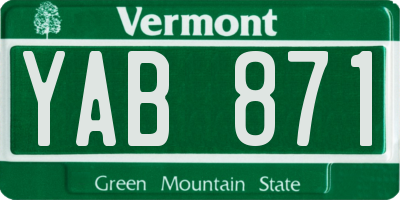 VT license plate YAB871