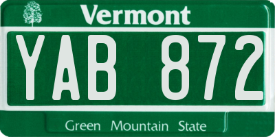 VT license plate YAB872