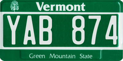 VT license plate YAB874