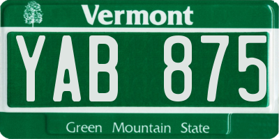 VT license plate YAB875