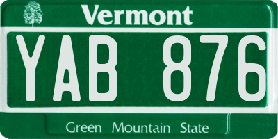 VT license plate YAB876